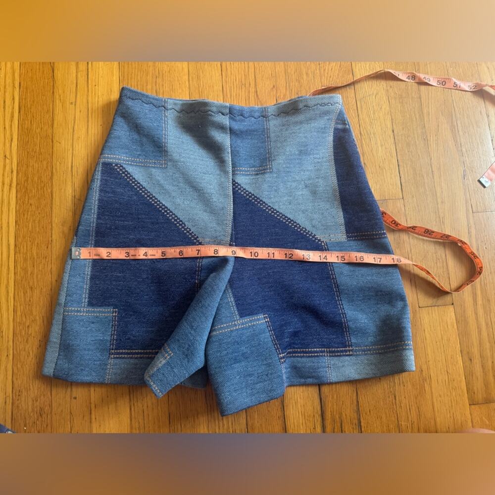 70s Vintage Faux Denim High Waisted Patchwork shorts - Picture 9 of 10